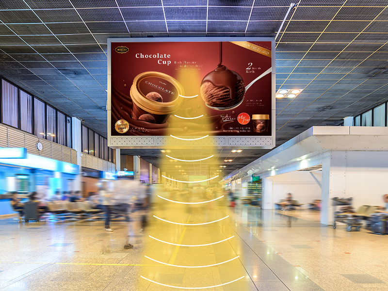 廣告機定向發聲示意圖