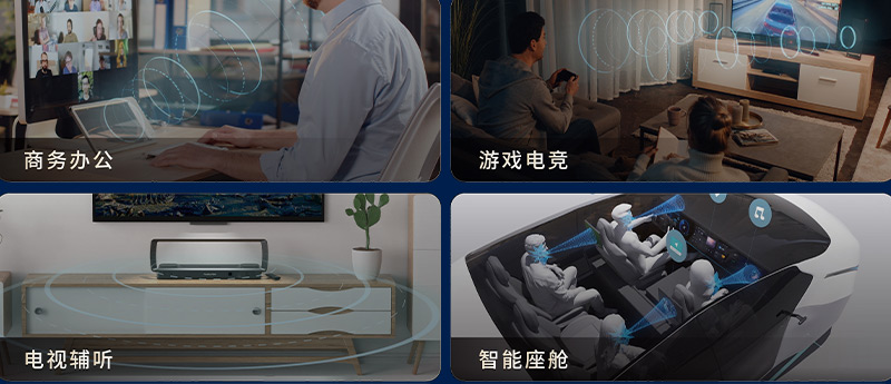 定向音響聚音屏技術已廣泛應用于  　　商務辦公、居家娛樂、老年人輔聽等場景