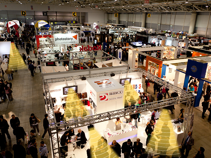 展會定向音響，聲場分區示意圖