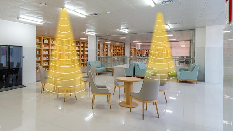 圖書(shū)館定向喇叭，定向發(fā)聲示意圖