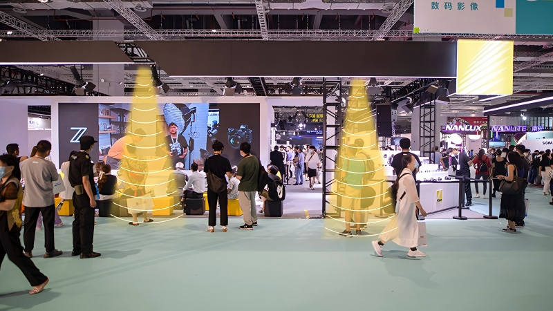 展會定向音箱解決方案，聲音分區示意圖