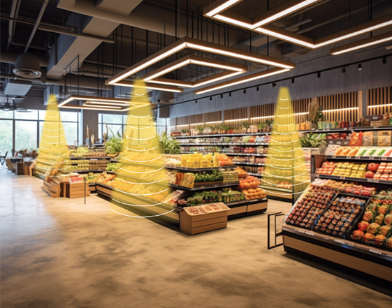 超市定向揚(yáng)聲器傳達(dá)促銷信息和購(gòu)物指引，提高購(gòu)物效率，減少噪音干擾。